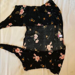 Floral Black Top